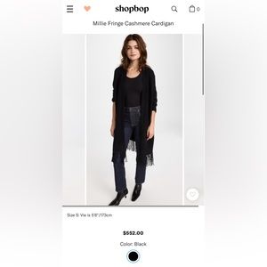 360 Cashmere Fringe Open Cardigan